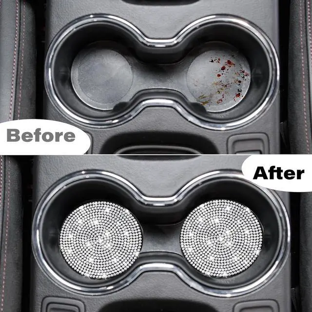 Alt view image 3 of 7 - BFXM 2 PCS Bling Cup Holder Coaster, 2.75 Silicone Diamond Car Coasters