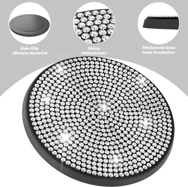 Alt view image 6 of 7 - BFXM 2 PCS Bling Cup Holder Coaster, 2.75 Silicone Diamond Car Coasters