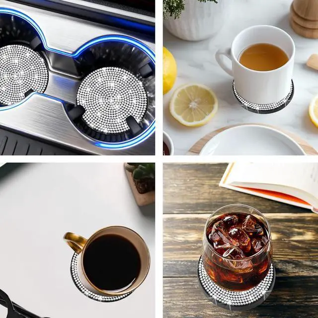 Alt view image 4 of 7 - BFXM 2 PCS Bling Cup Holder Coaster, 2.75 Silicone Diamond Car Coasters