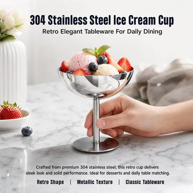Alt view image 2 of 7 - Mini Stainless Steel Ice Cream BowlReusable Serving Dessert Cups for Yogurt Snack Candy Sauce Salad Fruit Pudding Party (3.9*4.3in)