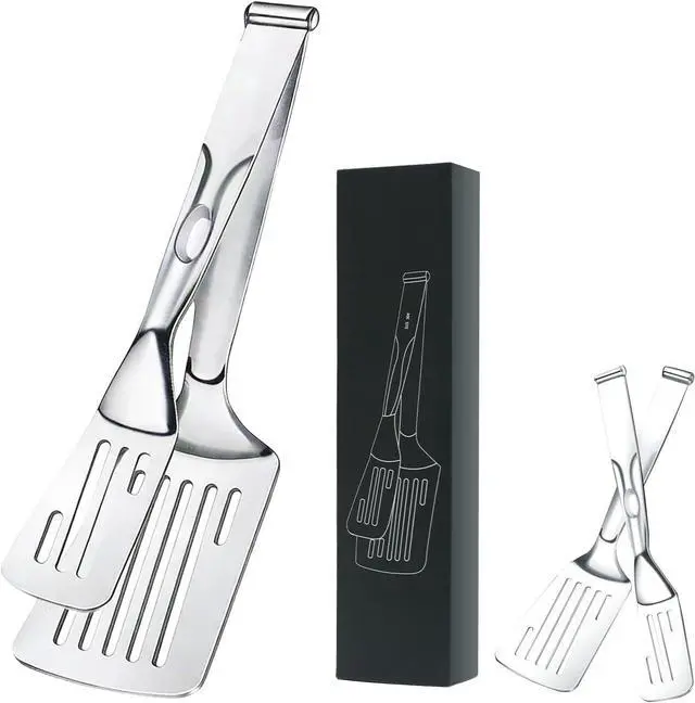 Main image of 2-in-1 Spatula Tongs for Cooking, Detachable Stainless Steel Grill Clamp Spatula, Multifunctional Kitchen Tongs & Food Turner for Flipping Steaks, Fish, Burgers, Eggs, Dishwasher Safe