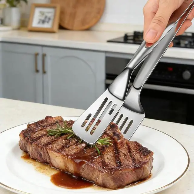 Alt view image 2 of 7 - 2-in-1 Spatula Tongs for Cooking, Detachable Stainless Steel Grill Clamp Spatula, Multifunctional Kitchen Tongs & Food Turner for Flipping Steaks, Fish, Burgers, Eggs, Dishwasher Safe
