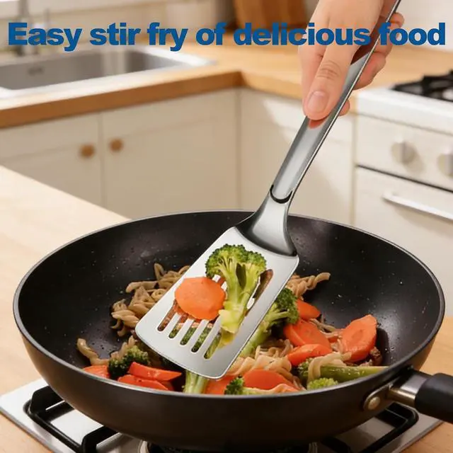 Alt view image 5 of 7 - 2-in-1 Spatula Tongs for Cooking, Detachable Stainless Steel Grill Clamp Spatula, Multifunctional Kitchen Tongs & Food Turner for Flipping Steaks, Fish, Burgers, Eggs, Dishwasher Safe