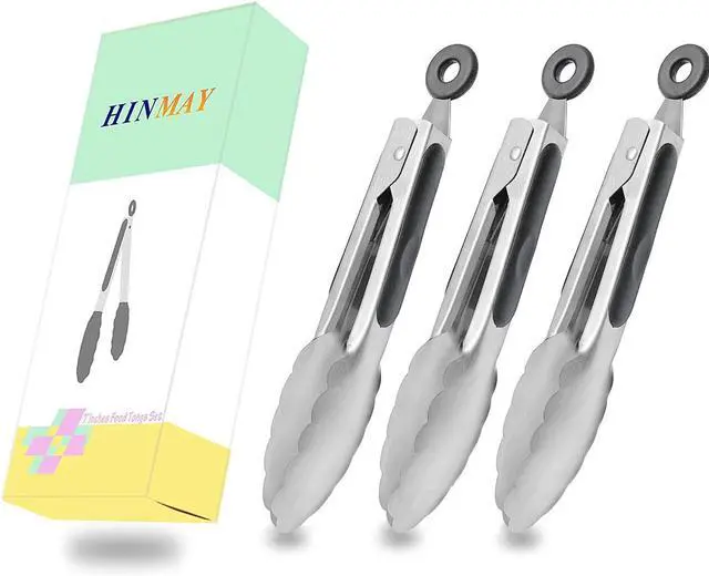 Alt view image 7 of 7 - HINMAY Small Stainless Steel Serving Tongs 7-Inch Mini Food Tongs, Set of 3