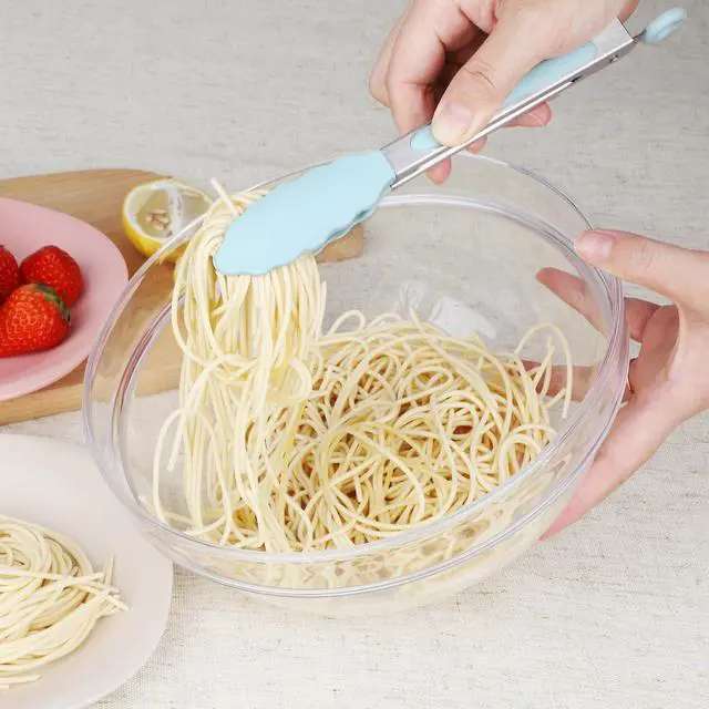 Alt view image 6 of 7 - Hotec Mini Silicone Kitchen Tongs for Cooking - 7-Inch Small Serving Tongs with Silicone Tips, Set of 3 (Blue)