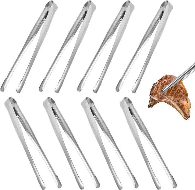 Main image of Serving Tongs Kitchen Tongs,Buffet Tongs, Stainless Steel Food Tong Serving Tong,small tongs 8 Pack(Sliver 7 Inch)