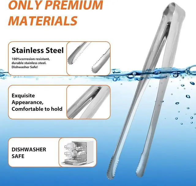 Alt view image 3 of 7 - Serving Tongs Kitchen Tongs,Buffet Tongs, Stainless Steel Food Tong Serving Tong,small tongs 8 Pack(Sliver 7 Inch)