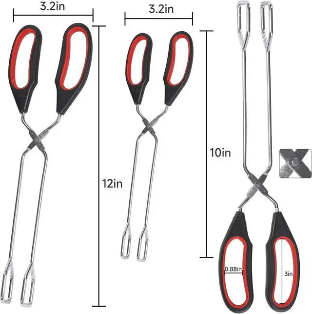 Alt view image 3 of 7 - Tongs for Cooking, Set of 2 Heat Resistant Kitchen Scissor Tongs