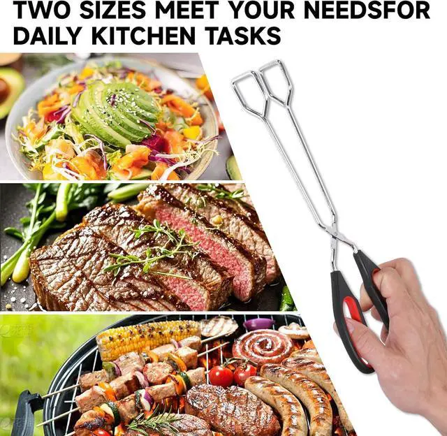 Alt view image 4 of 7 - Tongs for Cooking, Set of 2 Heat Resistant Kitchen Scissor Tongs