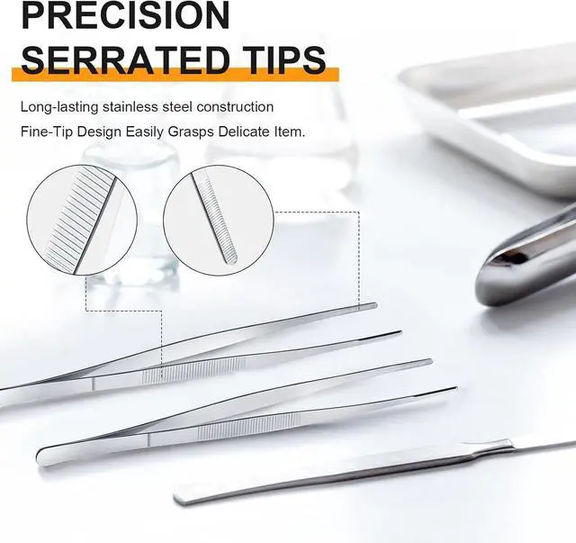 Alt view image 3 of 6 - Yaomiao 4 Packs 12 Inch Bar Tweezers Silver Cooking Tongs