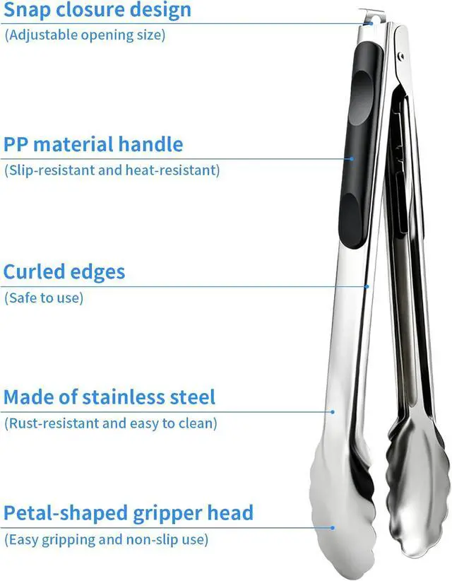 Alt view image 3 of 6 - 2 Pcs 9/12 Inch Kitchen Tongs for Cooking, BBQ & Salad