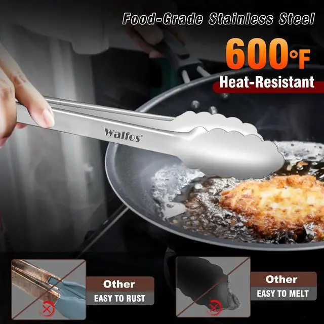 Alt view image 3 of 7 - Walfos 17 Inch Extra Long Grill Tongs, Ultimate Stainless Steel BBQ Tongs for Grilling, Cooking, BBQ/Barbecue, Buffet and Turning Food
