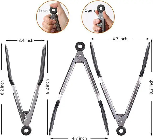 Alt view image 2 of 7 - 7 inch Mini Silicone Serving Tongs with Silicone Tips Set of 3