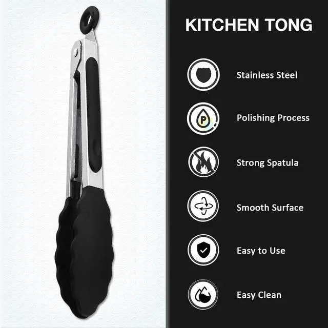 Alt view image 3 of 7 - 7 inch Mini Silicone Serving Tongs with Silicone Tips Set of 3