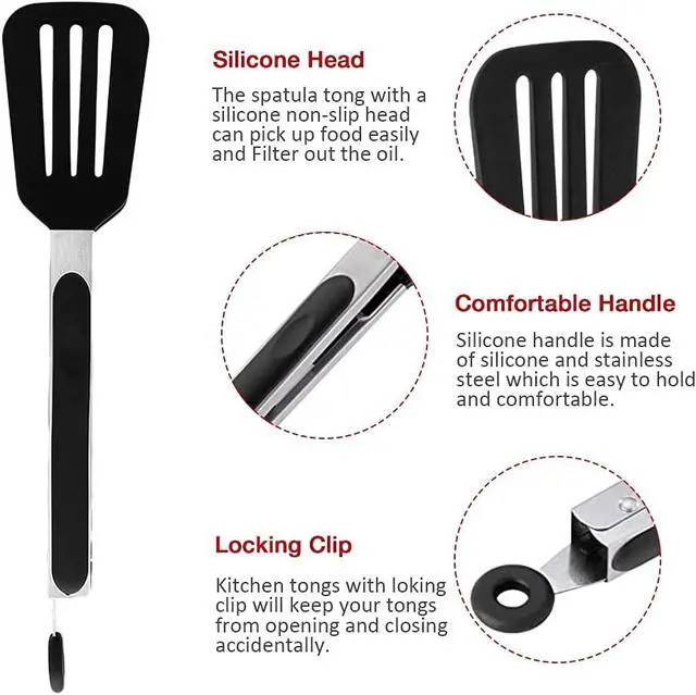 Alt view image 4 of 7 - 7 inch Mini Silicone Serving Tongs with Silicone Tips Set of 3