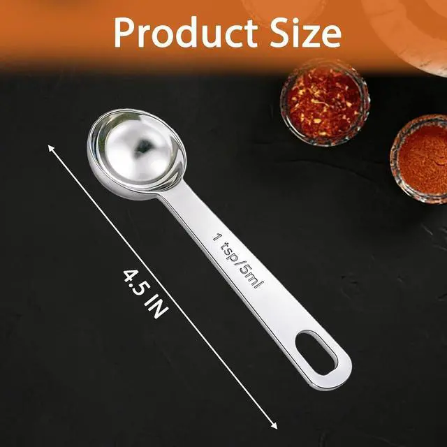 Alt view image 2 of 6 - 5PCS 1tsp(1/3tbsp, 5 ml) Measuring Spoon Teaspoons Stainless Steel Measure Spoons for Precise Cooking, Baking and Spices Measurement