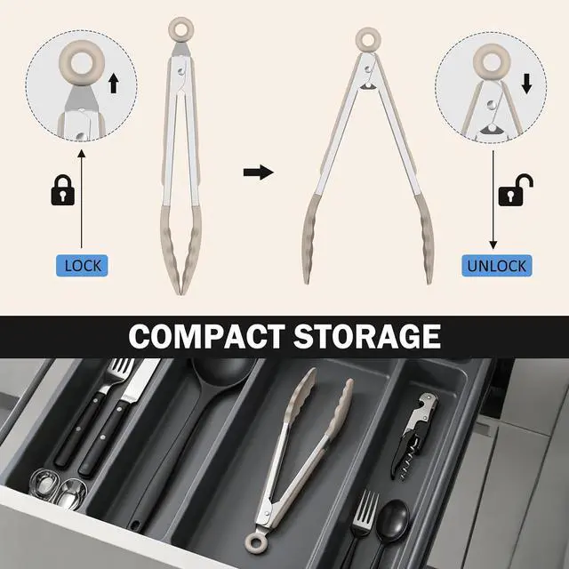 Alt view image 7 of 7 - Cooking Tongs with Silicone Tips, 600°F Heat-Resistant, 9" & 12"