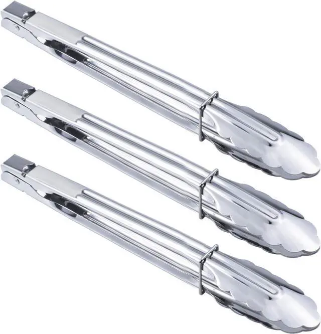 Main image of HINMAY Stainless Steel Serving Tongs Grilling Tongs for Cooking Camping Barbecue (12-Inch 3 Pieces)