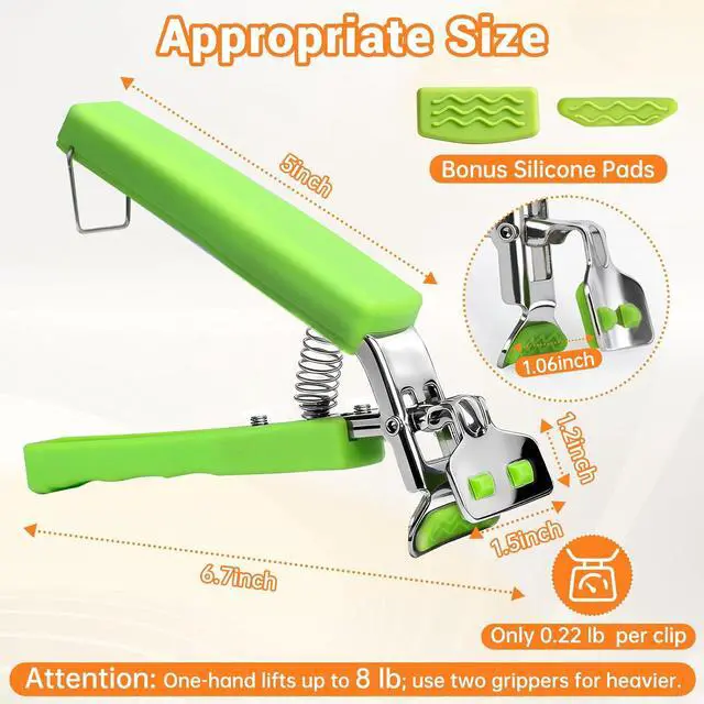 Alt view image 2 of 7 - 2 Pack Hot Plate Gripper Clips Holder Tongs for Moving Hot Plate Bowls Pizza Pan Air Fryer Microwave Oven with Food Out, Green