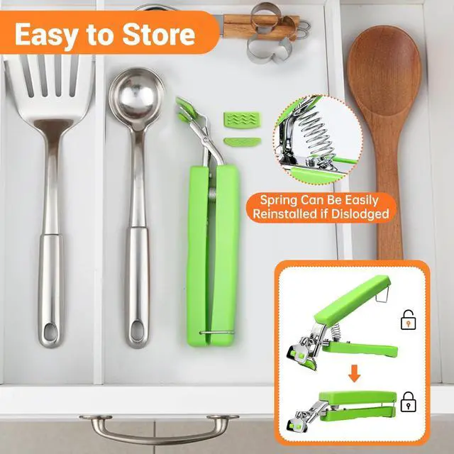 Alt view image 4 of 7 - 2 Pack Hot Plate Gripper Clips Holder Tongs for Moving Hot Plate Bowls Pizza Pan Air Fryer Microwave Oven with Food Out, Green