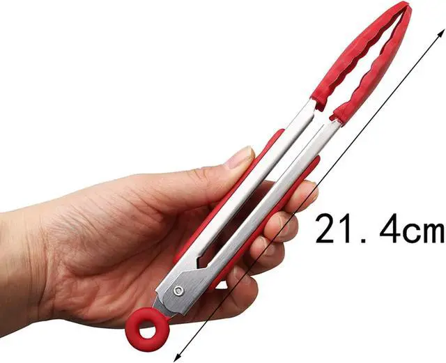 Alt view image 4 of 6 - ZHIYE 4Pcs Silicone Tongs, Kitchen Tongs 7 Non-slip & Easy Grip Stainless Steel Handle - Smart Locking Clip - Heat Resistant, Food Grade