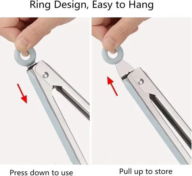 Alt view image 5 of 6 - ZHIYE 4Pcs Silicone Tongs, Kitchen Tongs 7 Non-slip & Easy Grip Stainless Steel Handle - Smart Locking Clip - Heat Resistant, Food Grade