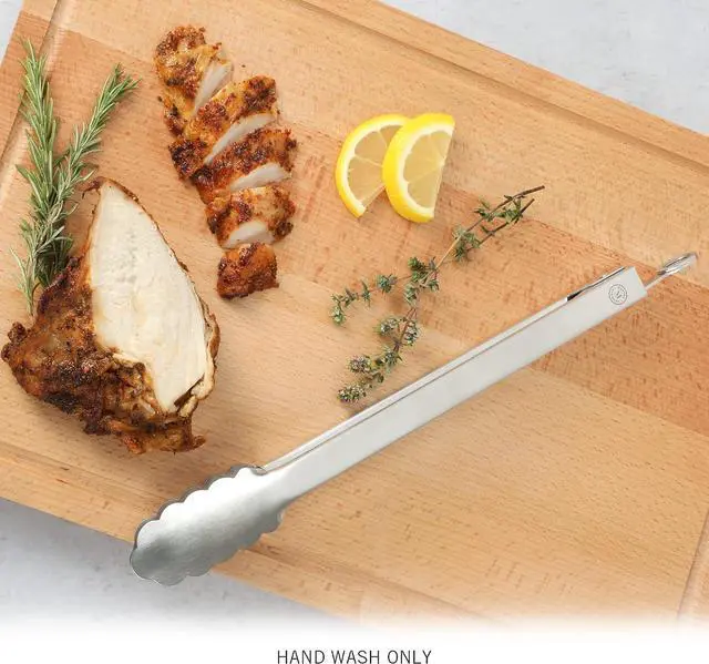 Alt view image 3 of 5 - Martha Stewart Richburn 12-Inch Stainless Steel Kitchen Tongs Durable, Heat-Resistant Cooking and Serving Tool