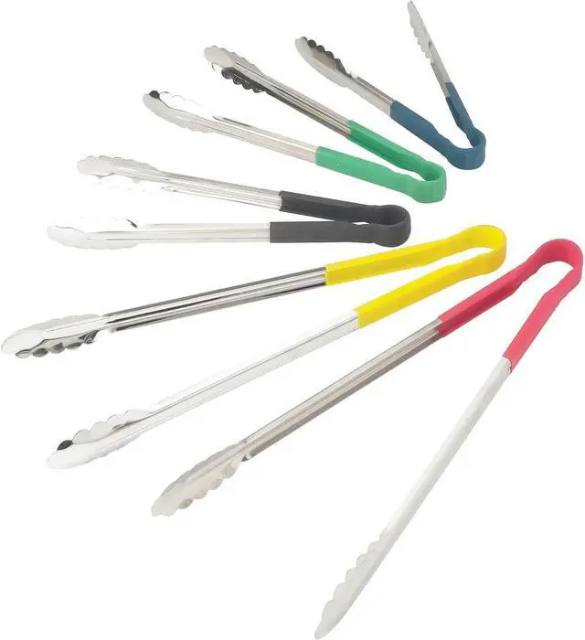 Alt view image 3 of 3 - Winco 12" Red Serving Tongs with Non-Slip Grip