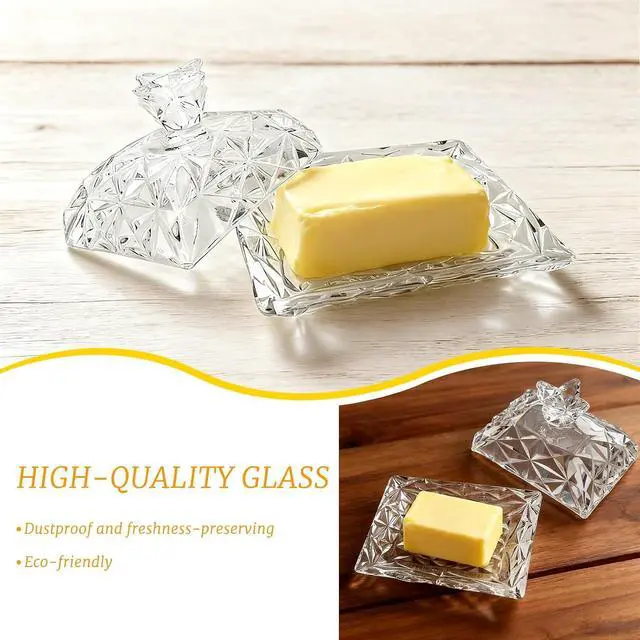 Alt view image 3 of 6 - Butter Keeper Crock with Lid, Glass Butter Dish for Dust-proof and Freshness Preservation, Suitable for Home Kitchens and Restaurants, Transparent, Easy to Clean