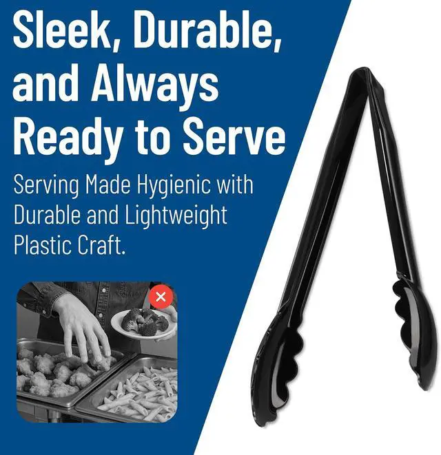 Alt view image 7 of 7 - Carlisle FoodService Products 470903 Carly Salad Tong, 9" Utility Tong, Black, 1 Pack