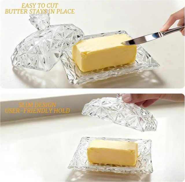 Alt view image 4 of 6 - Butter Keeper Crock with Lid, Glass Butter Dish for Dust-proof and Freshness Preservation, Suitable for Home Kitchens and Restaurants, Transparent, Easy to Clean
