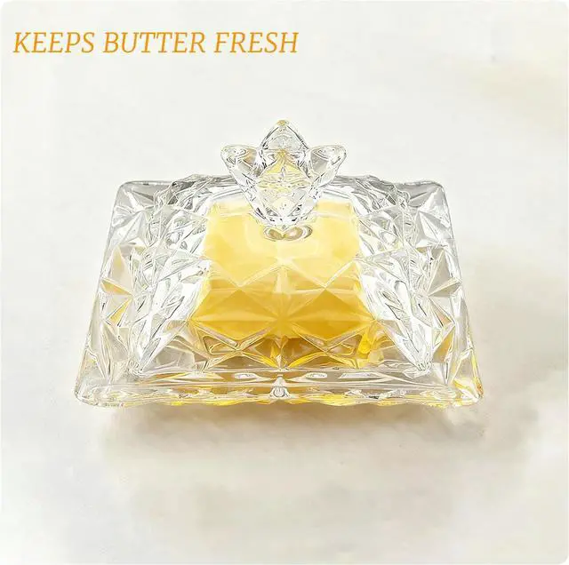 Alt view image 5 of 6 - Butter Keeper Crock with Lid, Glass Butter Dish for Dust-proof and Freshness Preservation, Suitable for Home Kitchens and Restaurants, Transparent, Easy to Clean