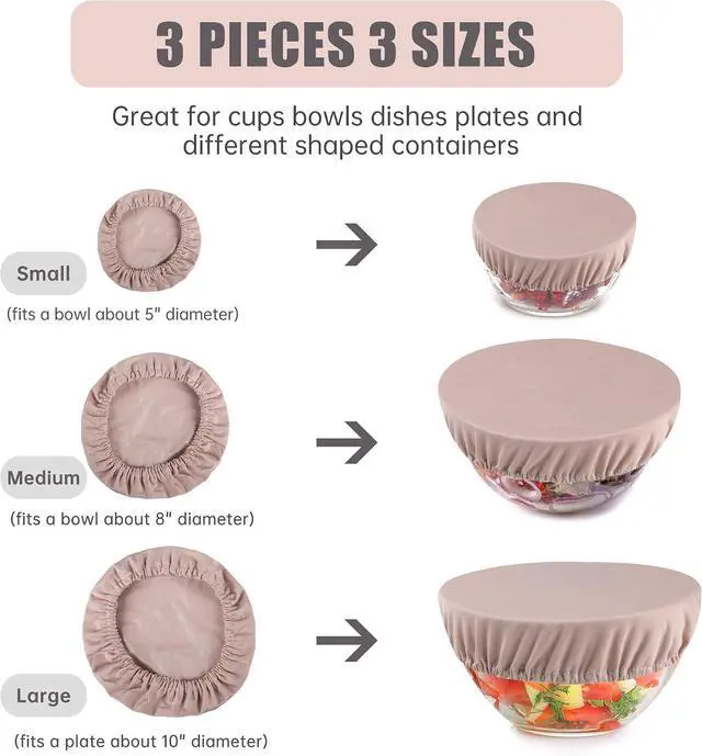 Alt view image 3 of 6 - wegreeco Elastic Reusable Bowl Covers for Bread Proofing, Fabric Cloth Sourdough Bowl Covers for Proofing - Set of 3, Rose Gold