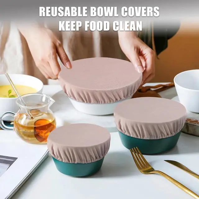 Alt view image 6 of 6 - wegreeco Elastic Reusable Bowl Covers for Bread Proofing, Fabric Cloth Sourdough Bowl Covers for Proofing - Set of 3, Rose Gold