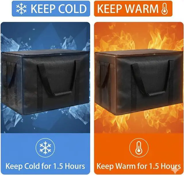 Alt view image 3 of 7 - Insulated Food Delivery Bag, XXXL Insulated Reusable Grocery Cooler/Hot Bags, Tote Bag for Shopping/Travel/Doordash, Catering Bag Doordash 22x14x13, Black, 1-Pack