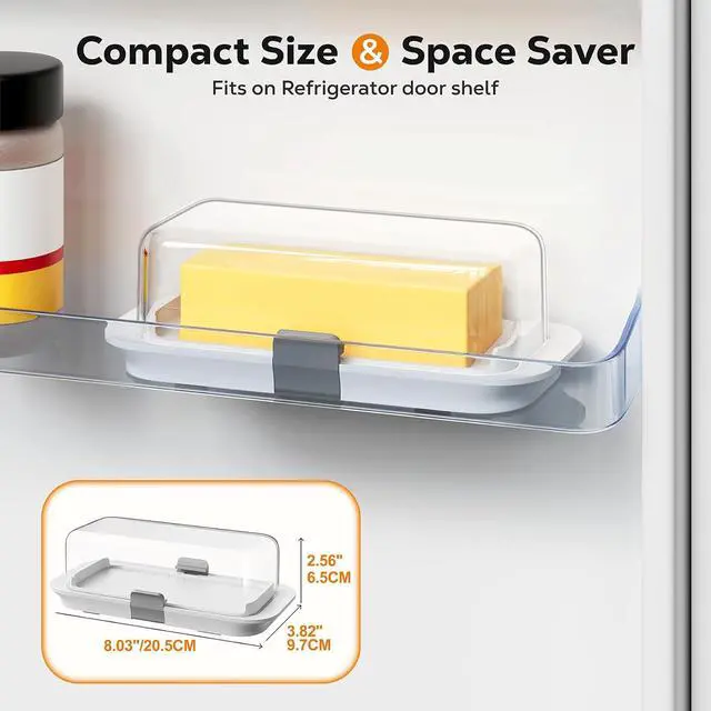 Alt view image 7 of 7 - Pisol Large Butter Dish Airtight with Lid for 2 Sticks (250 g) Butter
