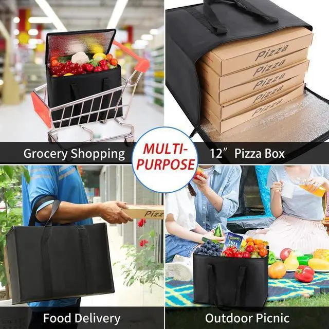 Alt view image 5 of 6 - 1-Pack Insulated Reusable Grocery Shopping Bags, X-Large, Black