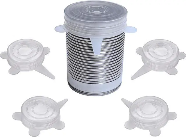Main image of 4-Pack Stretchable Silicone Can Covers - Pet and Human Food Storage Lids