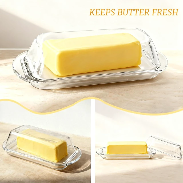 Alt view image 3 of 5 - Elegant Glass Butter dish with Lid, Dust-proof and Freshness-preserving Butter Keeper for Countertop, Suitable for Home Kitchens, Restaurants, and Parties, Transparent Design