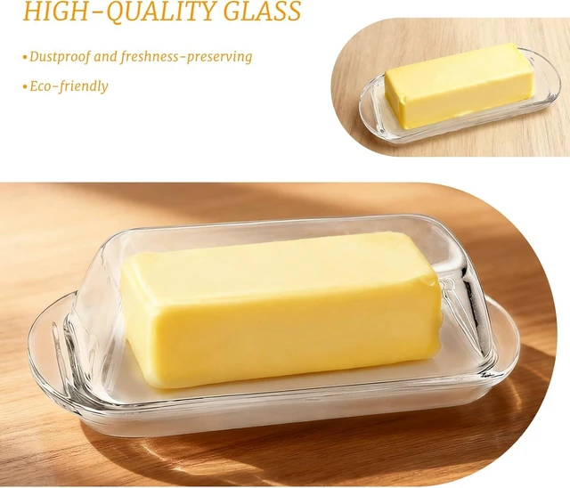 Alt view image 4 of 5 - Elegant Glass Butter dish with Lid, Dust-proof and Freshness-preserving Butter Keeper for Countertop, Suitable for Home Kitchens, Restaurants, and Parties, Transparent Design