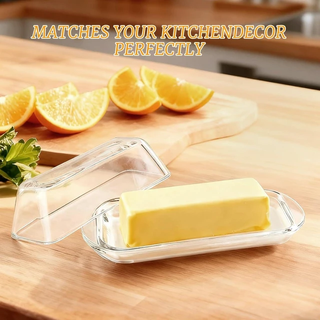 Alt view image 5 of 5 - Elegant Glass Butter dish with Lid, Dust-proof and Freshness-preserving Butter Keeper for Countertop, Suitable for Home Kitchens, Restaurants, and Parties, Transparent Design