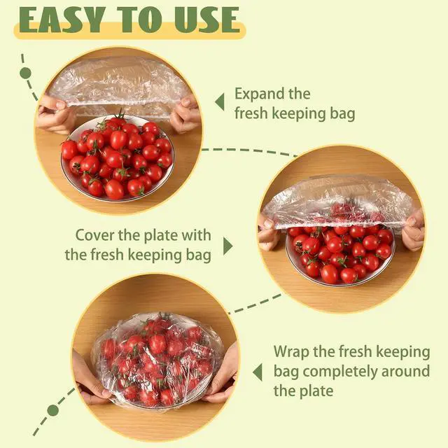 Alt view image 5 of 7 - 400 Pcs Fresh Keeping Bags,Plastic Food Storage Covers,Elastic Sealing Bowl Lids,Adjustable Wrap Bowl Covers for Family Kitchen Outdoor Picnic