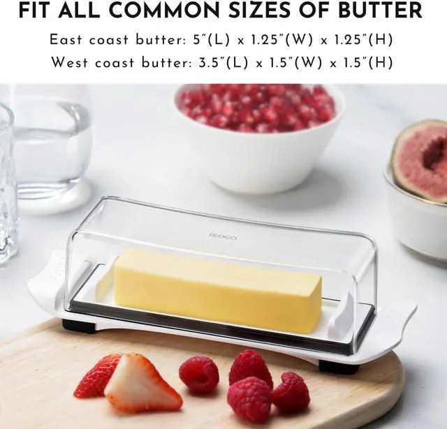 Alt view image 2 of 7 - Butter Disher with Lid, IKOCO Butter Keeper Container for Refrigerator and Countertop Use with Butter Knife, White