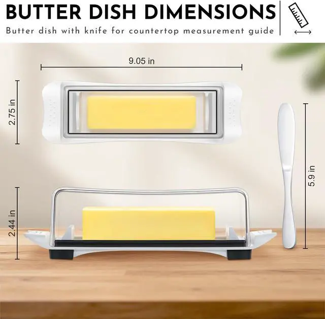 Alt view image 3 of 7 - Butter Disher with Lid, IKOCO Butter Keeper Container for Refrigerator and Countertop Use with Butter Knife, White