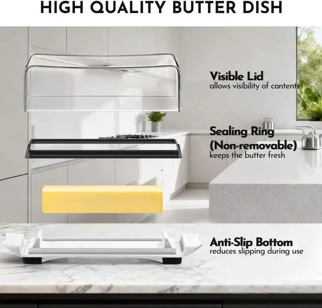 Alt view image 4 of 7 - Butter Disher with Lid, IKOCO Butter Keeper Container for Refrigerator and Countertop Use with Butter Knife, White