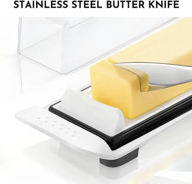 Alt view image 5 of 7 - Butter Disher with Lid, IKOCO Butter Keeper Container for Refrigerator and Countertop Use with Butter Knife, White