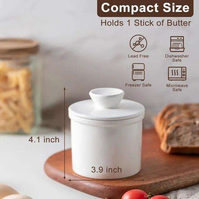 Alt view image 5 of 6 - Butter Crock with Lid for Countertop, Butter Dish, Butter Keeper Container