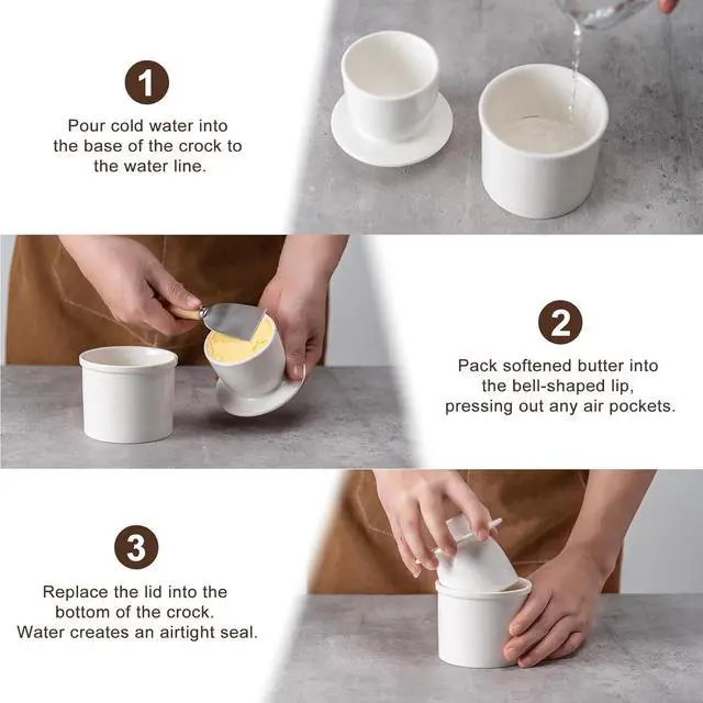Alt view image 6 of 6 - Butter Crock with Lid for Countertop, Butter Dish, Butter Keeper Container