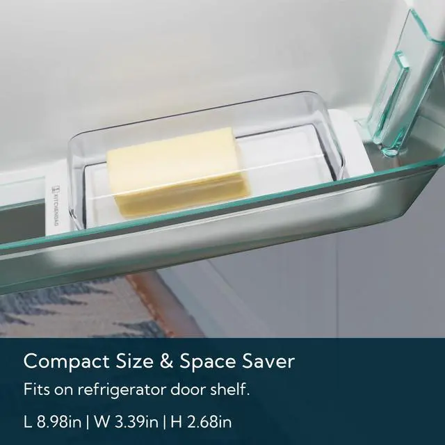 Alt view image 4 of 6 - KITCHENDAO Airtight Butter Dish with Lid for Countertop and Refrigerator Door Shelf, Butter Keeper, Plastic Butter Holder Tray Container for West/East Coast Butter, White