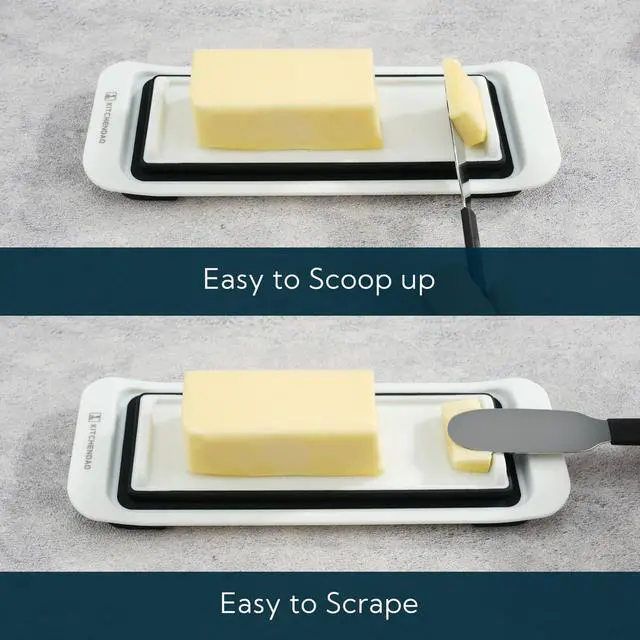 Alt view image 5 of 6 - KITCHENDAO Airtight Butter Dish with Lid for Countertop and Refrigerator Door Shelf, Butter Keeper, Plastic Butter Holder Tray Container for West/East Coast Butter, White